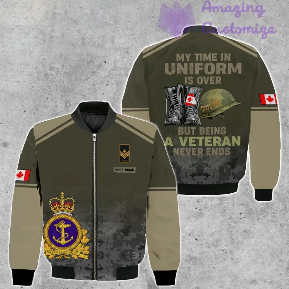 Personalized Canada Soldier/ Veteran Camo With Name And Rank Bomber Jacket 3D Printed - 16920576