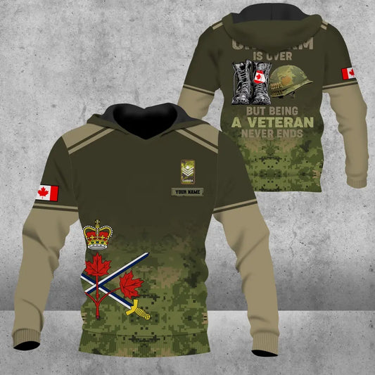 Personalized Canada Soldier/ Veteran Camo With Name And Rank Hoodie 3D Printed - 16920576