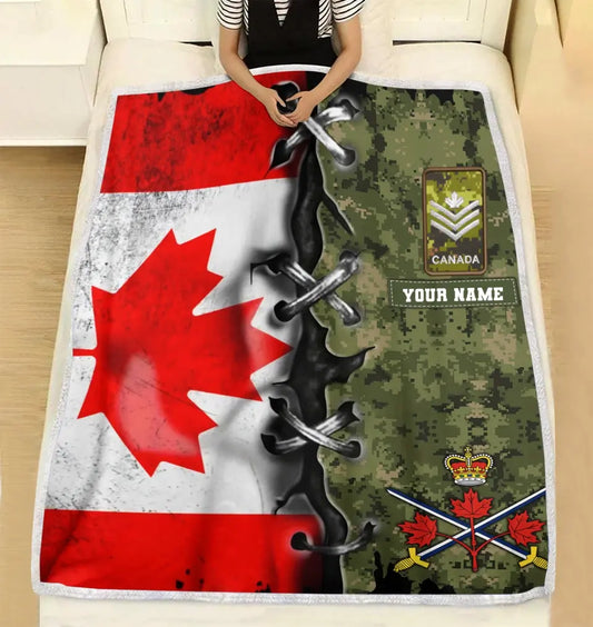 Personalized Canadian Soldier/ Veteran Camo With Name And Rank Fleece Blanket 3D Printed - 1693267201