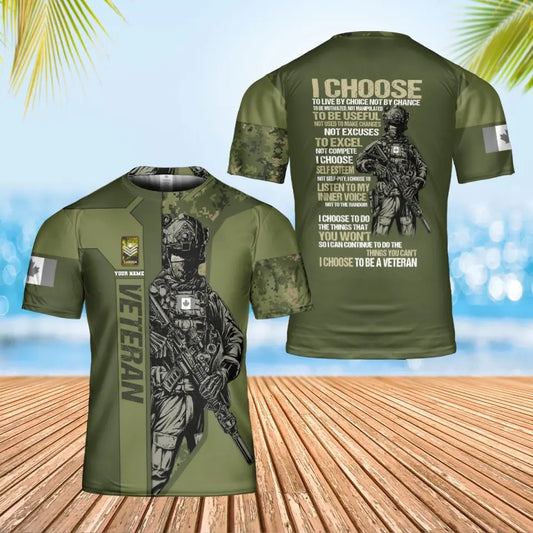 Personalized Canada Soldier/ Veteran Camo With Name And Rank T-Shirt 3D Printed - 16932672