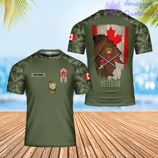 Personalized Canada Solider/ Veteran Camo With Name And Rank T-Shirt 3D Printed - 1685664001 - D04