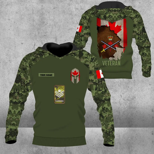 Personalized Canada Soldier/ Veteran Camo With Name And Rank Hoodie - 1685577601 - D04