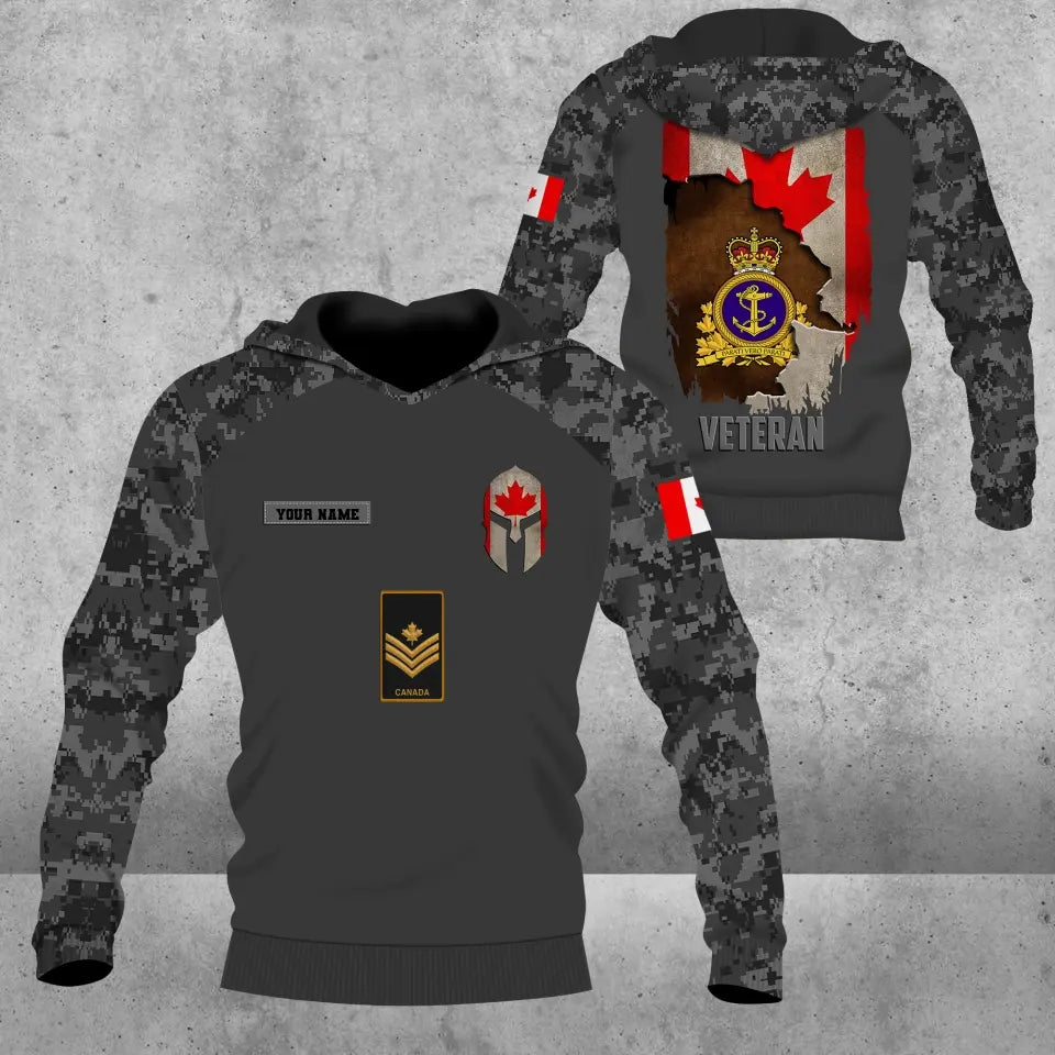 Personalized Canada Soldier/ Veteran Camo With Name And Rank Hoodie - 1685577601 - D04