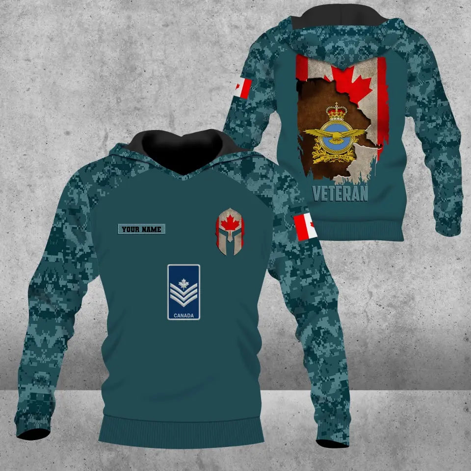 Personalized Canada Soldier/ Veteran Camo With Name And Rank Hoodie - 1685577601 - D04