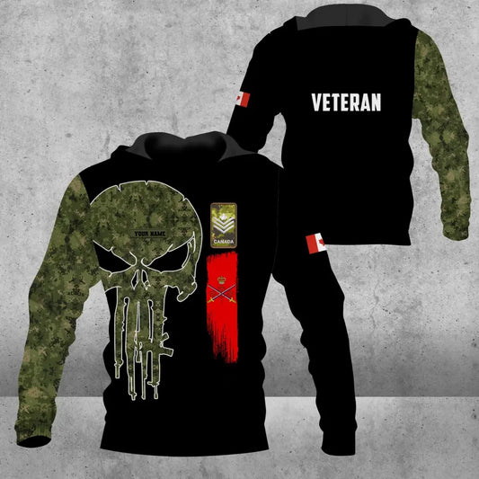 Personalized Canada Soldier/ Veteran Camo With Name And Rank Hoodie 3D Printed - 16943904