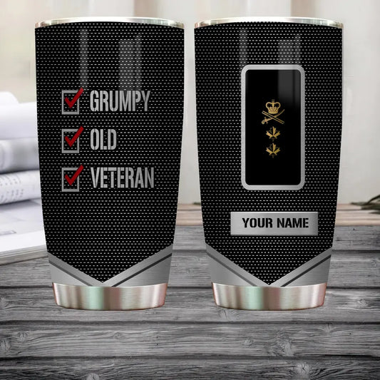 Personalized Canada Veteran/ Soldier With Rank And Name Camo Tumbler All Over Printed - Grumpy Old Veteran - 16945632