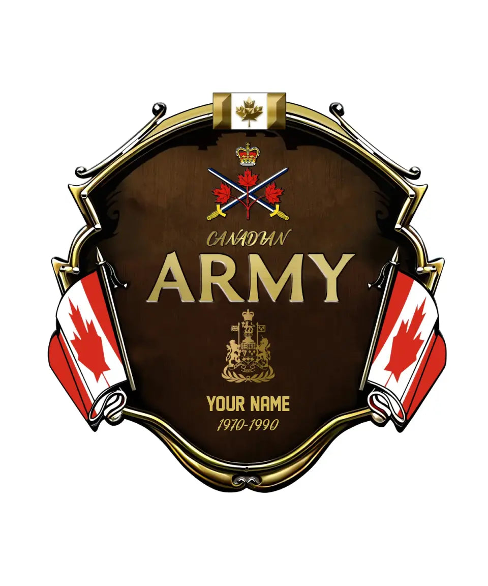 Personalized Rank Name And Year Canadian Soldier/Veterans Camo Cut Metal Sign - Gold Rank - 16950816