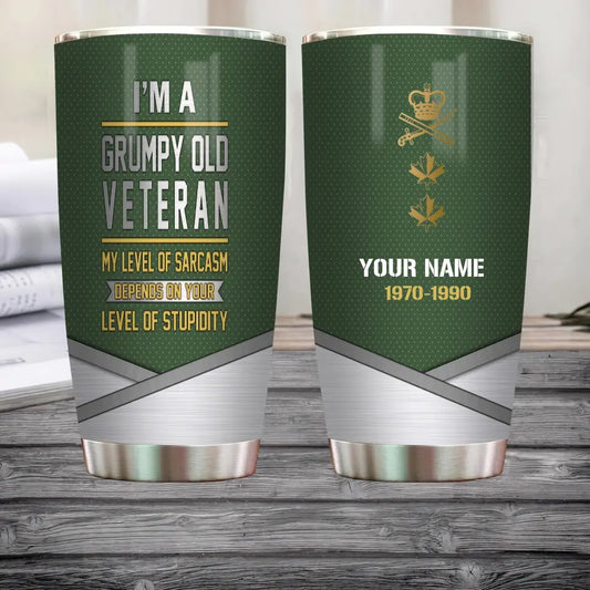 Personalized Canadian Veteran/ Soldier With Rank Name And Year Tumbler - Gold Rank - 16950816