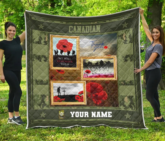 Personalized Canadian Soldier/ Veteran Camo With Name And Rank Quilt 3D Printed - 16953408