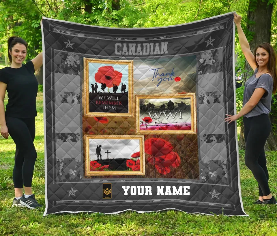 Personalized Canadian Soldier/ Veteran Camo With Name And Rank Quilt 3D Printed - 16953408