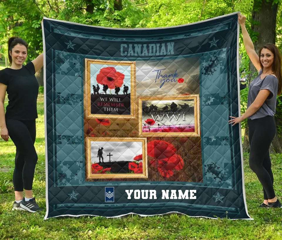 Personalized Canadian Soldier/ Veteran Camo With Name And Rank Quilt 3D Printed - 16953408