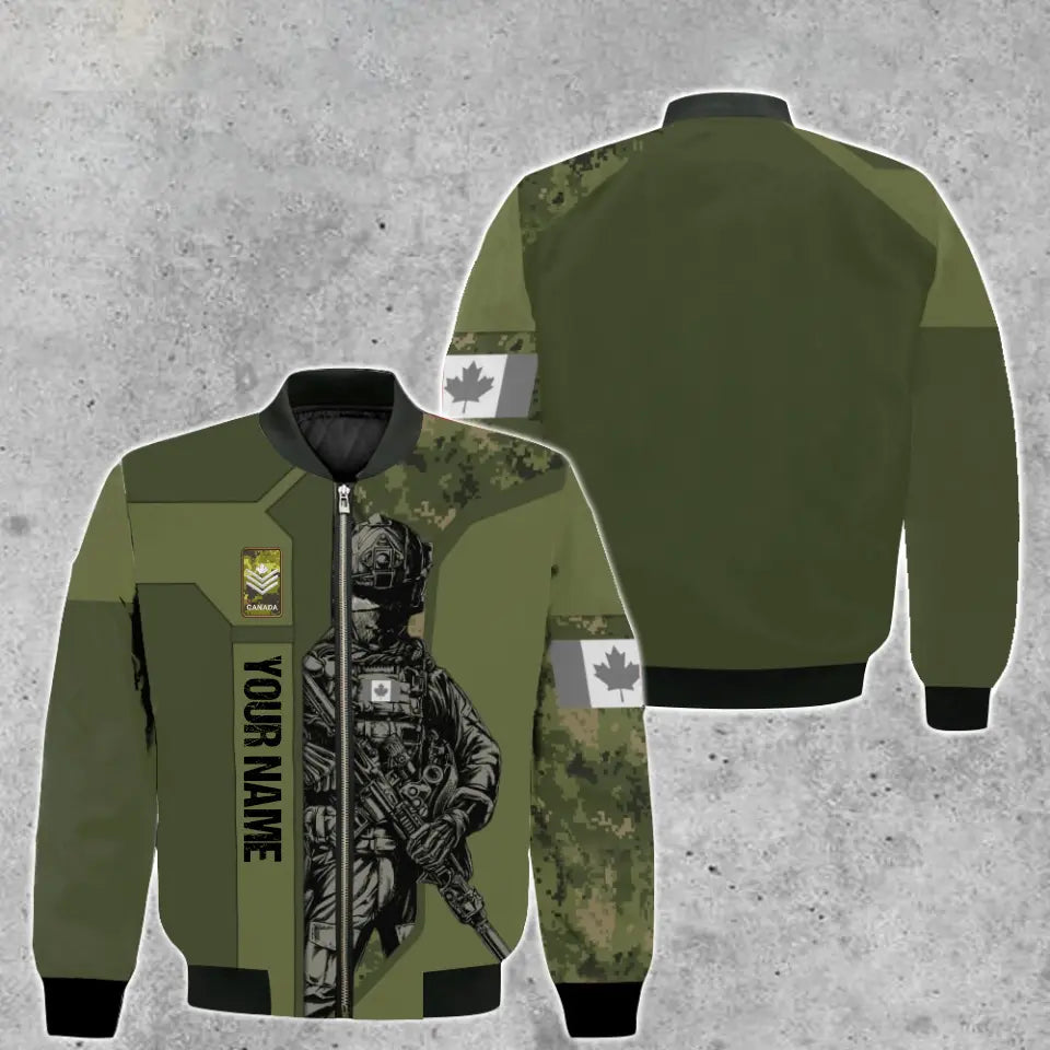 Personalized Canada Soldier/ Veteran Camo With Name And Rank Bomber Jacket 3D Printed - 16950816