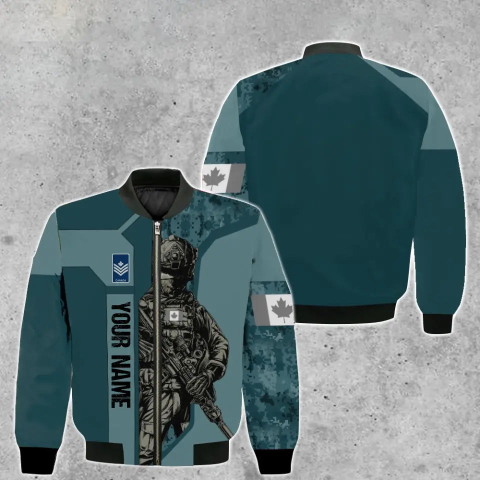 Personalized Canada Soldier/ Veteran Camo With Name And Rank Bomber Jacket 3D Printed - 16950816