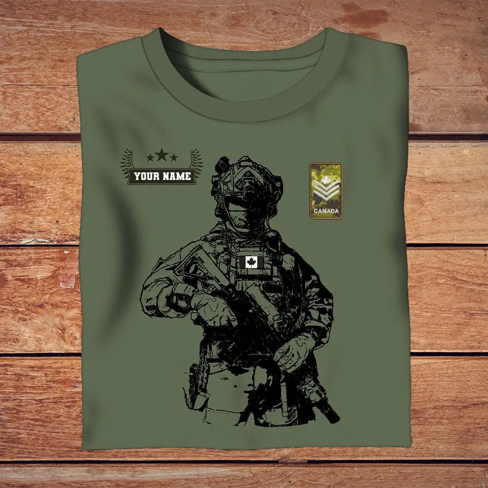 Personalized Canada Soldier/ Veteran Camo With Name And Rank T-shirt 3D Printed - 16957728