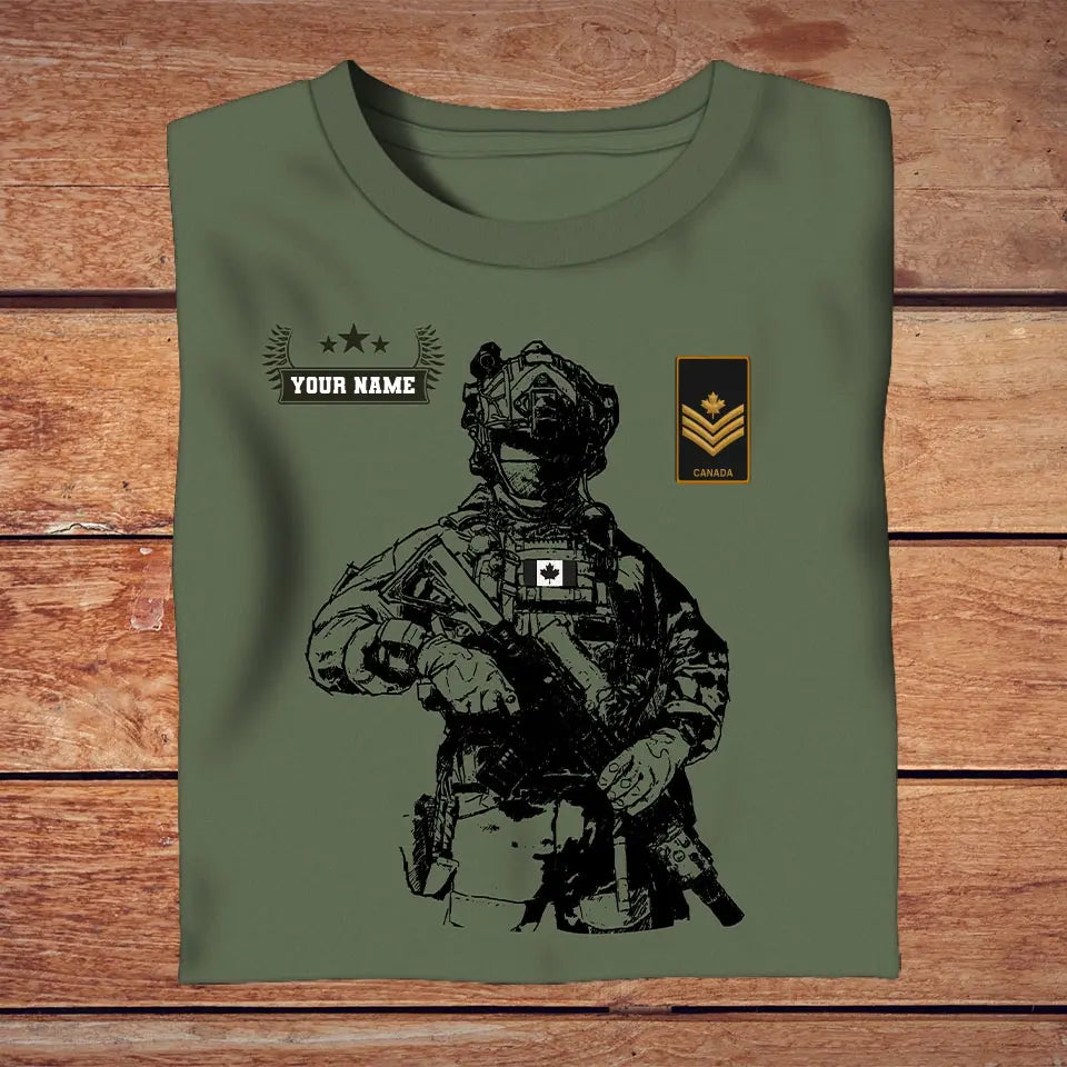 Personalized Canada Soldier/ Veteran Camo With Name And Rank T-shirt 3D Printed - 16957728