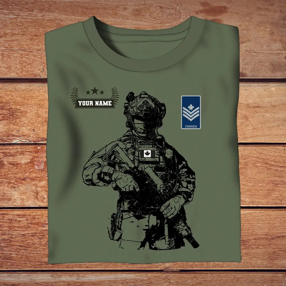 Personalized Canada Soldier/ Veteran Camo With Name And Rank T-shirt 3D Printed - 16957728