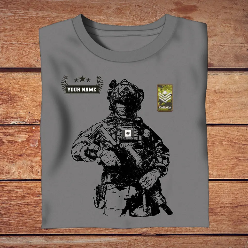 Personalized Canada Soldier/ Veteran With Name And Rank T-shirt 3D Printed - 16960320