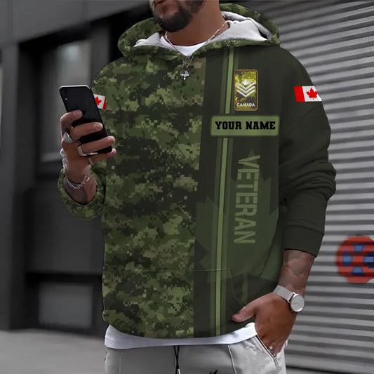 Personalized Canadian Soldier/ Veteran Camo With Name And Rank Hoodie 3D Printed - 16962048