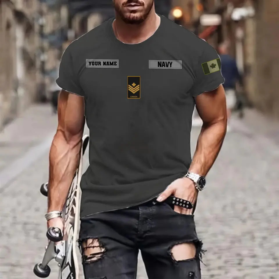 Personalized Canada Soldier/ Veteran Camo With Name And Rank T-shirt 3D Printed - 1696464005