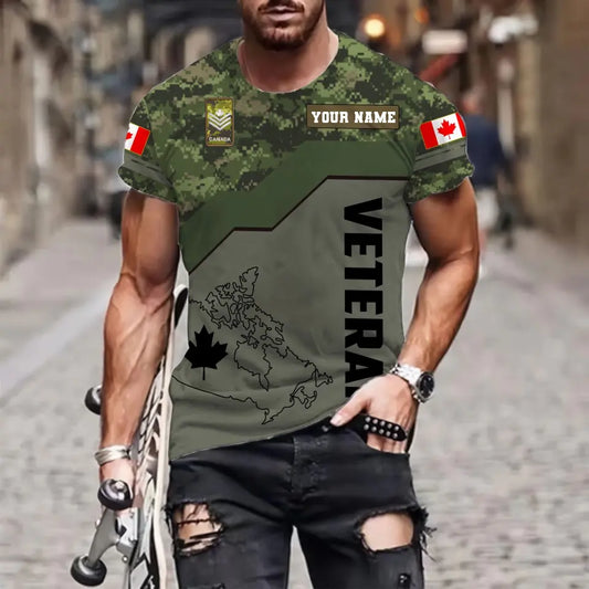 Personalized Canada Soldier/ Veteran Camo With Name And Rank T-shirt 3D Printed - 1696464015