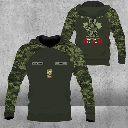 Personalized Canada Soldier/ Veteran Camo With Name And Rank Hoodie 3D Printed - 16970688