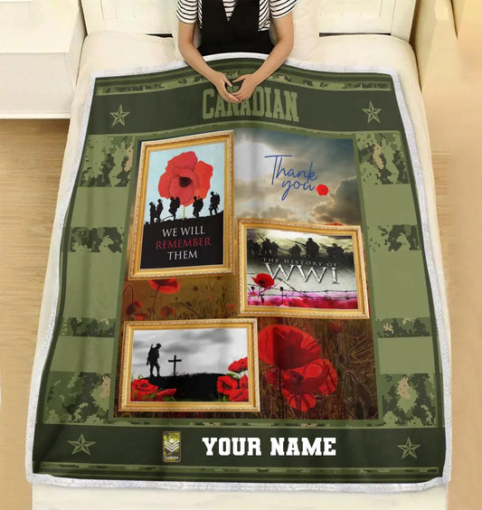 Personalized Canadian Soldier/ Veteran Camo With Name And Rank Fleece Blanket 3D Printed - 169715520