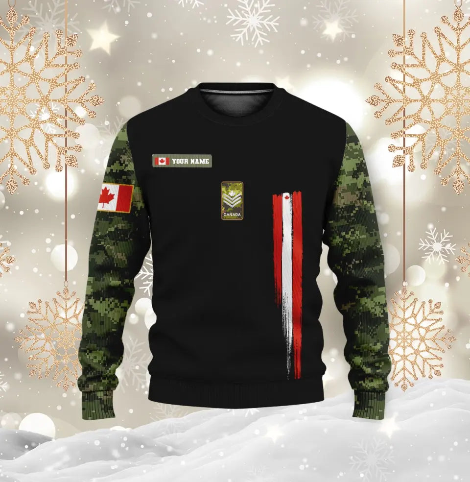 Personalized Canada Soldier/ Veteran Camo With Name And Rank Hoodie 3D Printed - 1696464012