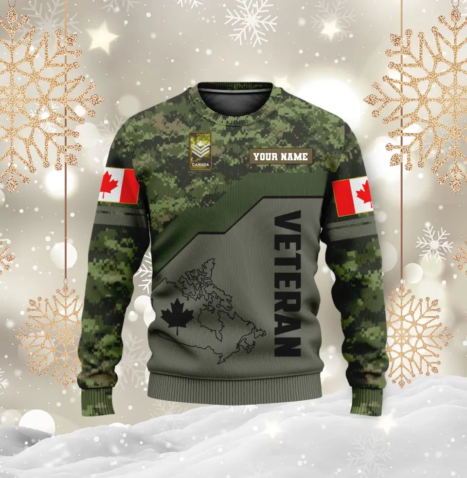 Personalized Canada Soldier/ Veteran Camo With Name And Rank Hoodie 3D Printed - 1696464015