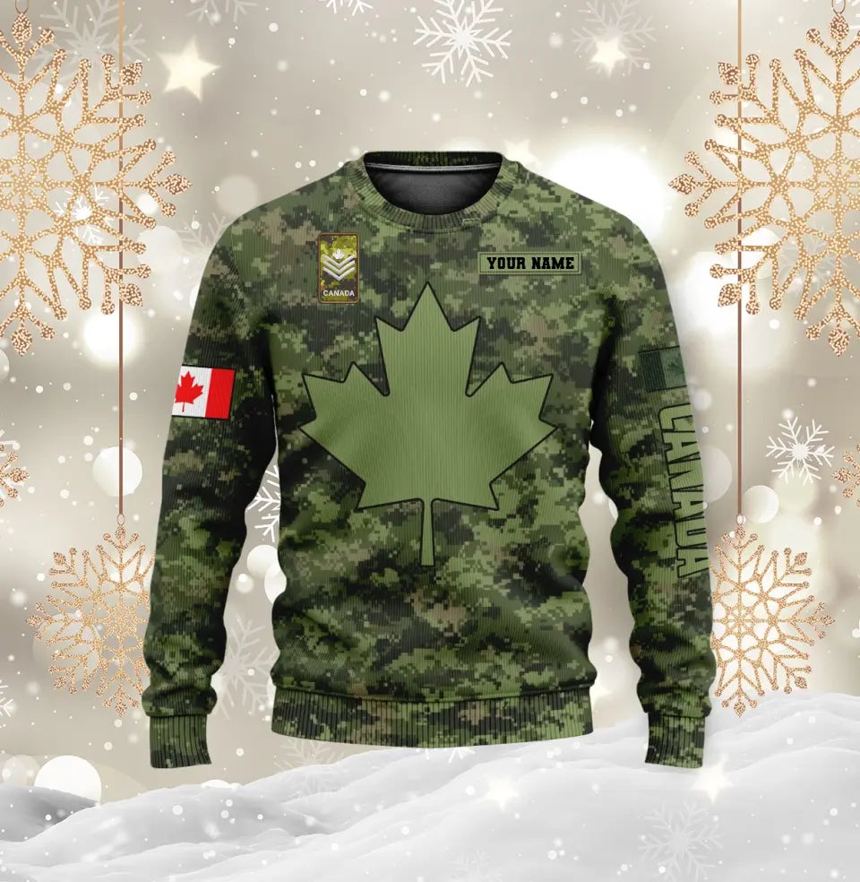 Personalized Canada Soldier/ Veteran Camo With Name And Rank Hoodie 3D Printed - 1696464017