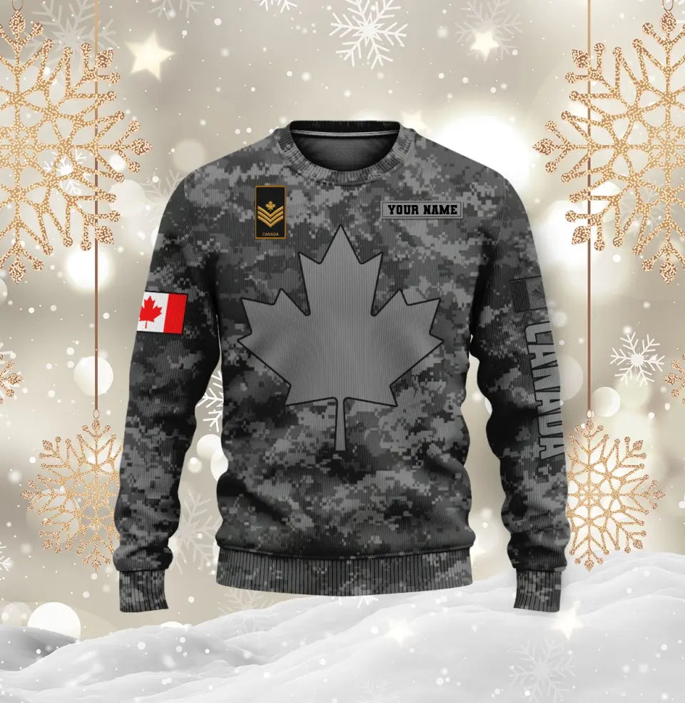 Personalized Canada Soldier/ Veteran Camo With Name And Rank Hoodie 3D Printed - 1696464017