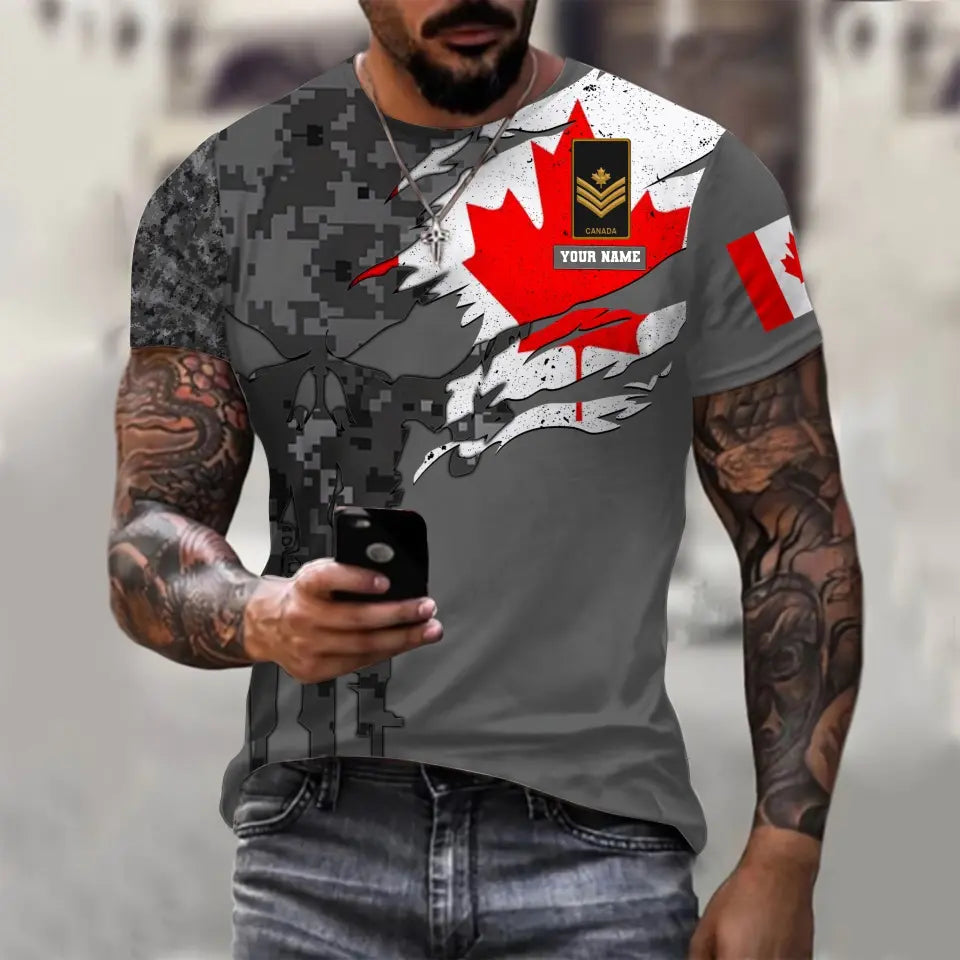 Personalized Canada Soldier/ Veteran Camo With Name And Rank Hoodie 3D Printed - 16995744