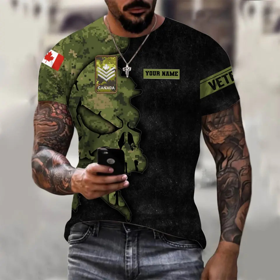 Personalized Canada Soldier/ Veteran Camo With Name And Rank Hoodie 3D Printed - 1699574401