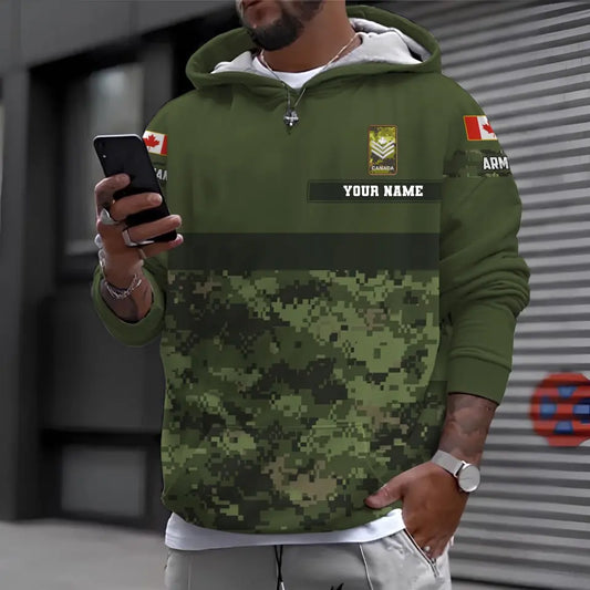 Personalized Canadian Soldier/ Veteran Camo With Name And Rank Hoodie 3D Printed - 1696204802