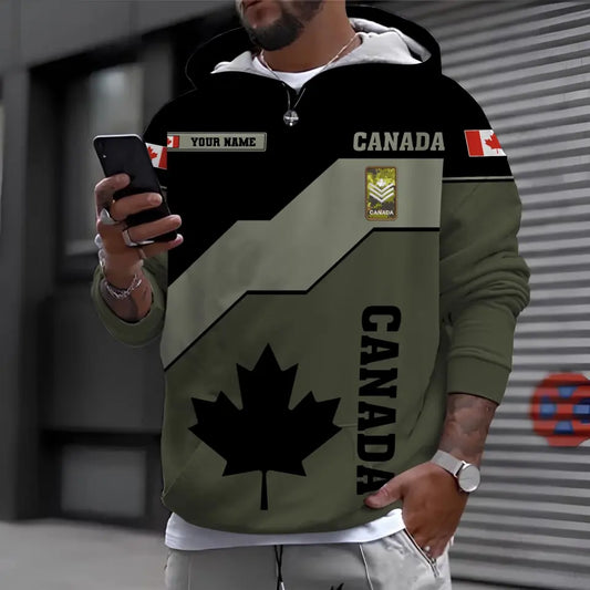 Personalized Canadian Soldier/ Veteran Camo With Name And Rank Hoodie 3D Printed - 1696204801