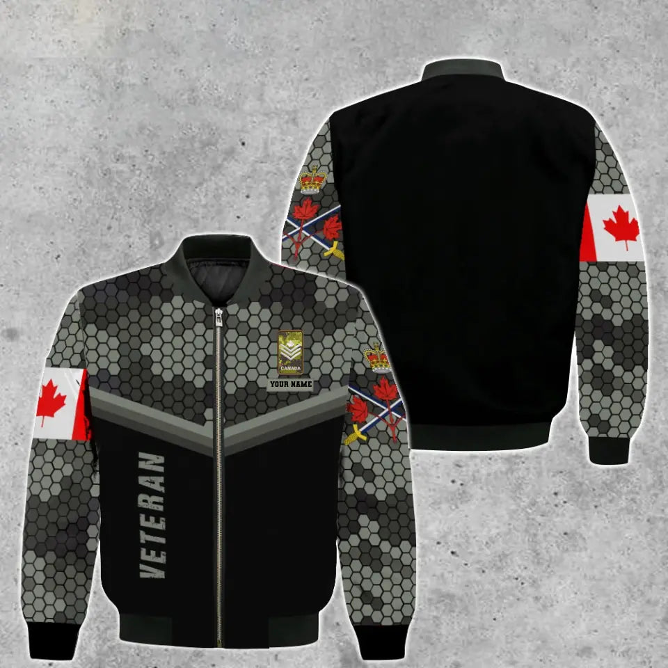 Personalized Canada Soldier/ Veteran Camo With Name And Rank Bomber Jacket 3D Printed - 1697760004