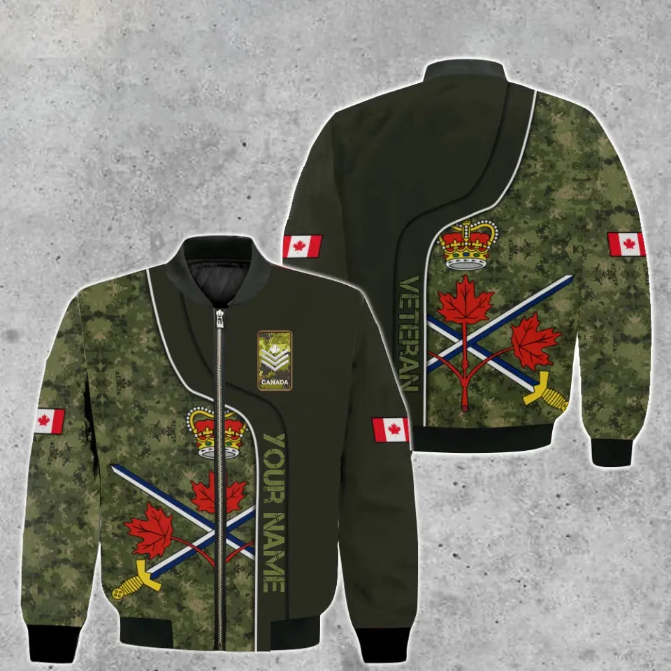 Personalized Canada Soldier/ Veteran Camo With Name And Rank Bomber Jacket 3D Printed - 1697760003