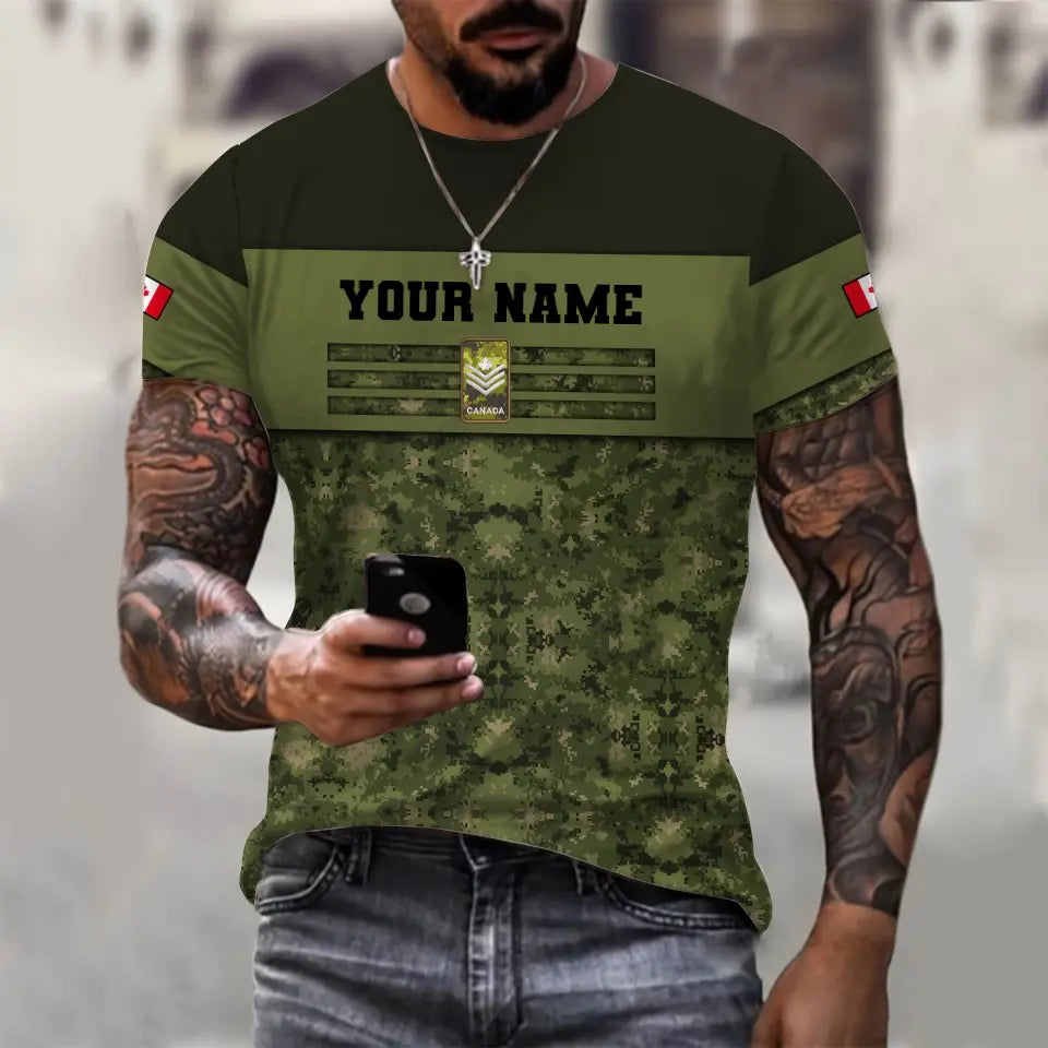 Personalized Canadian Soldier/ Veteran Camo With Name And Rank T-shirt 3D Printed - 17019936