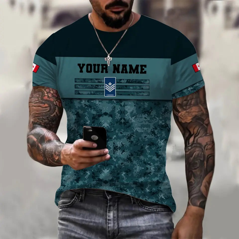 Personalized Canadian Soldier/ Veteran Camo With Name And Rank T-shirt 3D Printed - 17019936