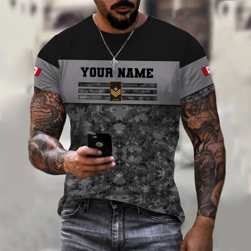 Personalized Canadian Soldier/ Veteran Camo With Name And Rank T-shirt 3D Printed - 17019936