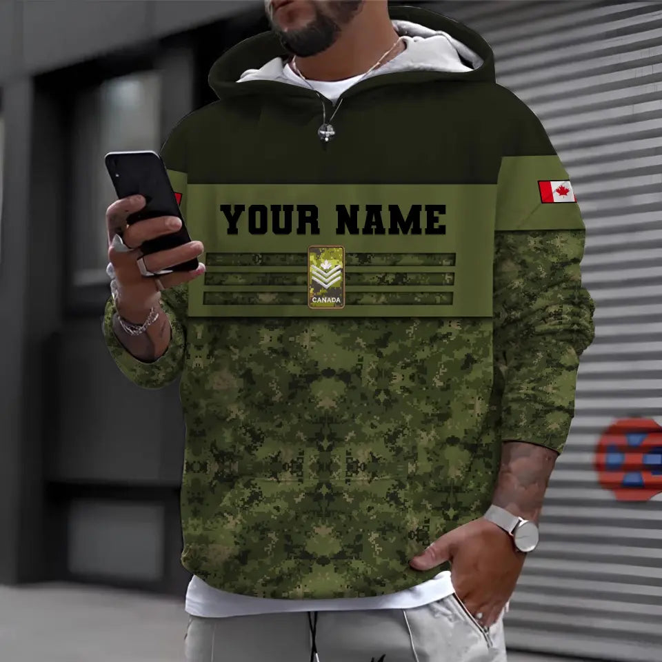 Personalized Canadian Soldier/ Veteran Camo With Name And Rank T-shirt 3D Printed - 17019936