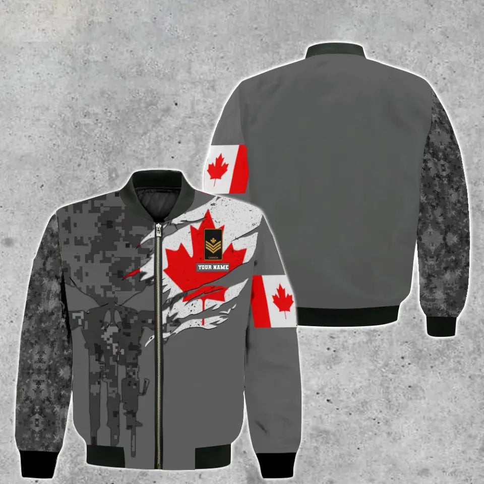 Personalized Canada Soldier/ Veteran Camo With Name And Rank Bomber Jacket 3D Printed - 16977600