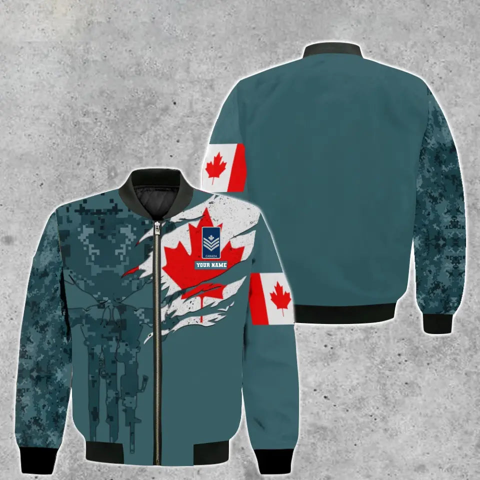 Personalized Canada Soldier/ Veteran Camo With Name And Rank Bomber Jacket 3D Printed - 16977600