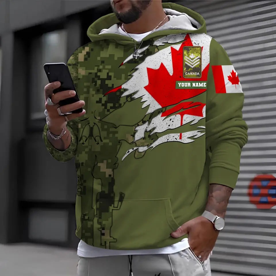 Personalized Canada Soldier/ Veteran Camo With Name And Rank Bomber Jacket 3D Printed - 16977600