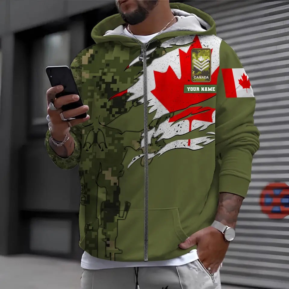 Personalized Canada Soldier/ Veteran Camo With Name And Rank Bomber Jacket 3D Printed - 16977600