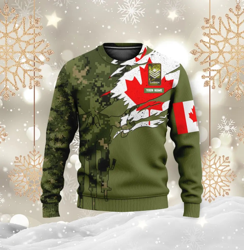 Personalized Canada Soldier/ Veteran Camo With Name And Rank Bomber Jacket 3D Printed - 16977600