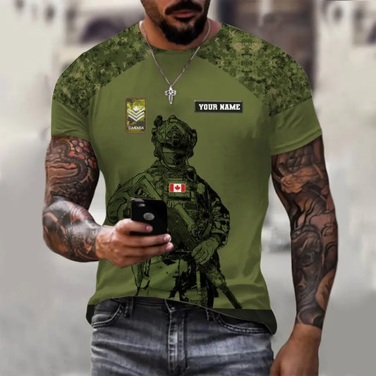 Personalized Canadian Soldier/ Veteran Camo With Name And Rank T-shirt 3D Printed - 17017344