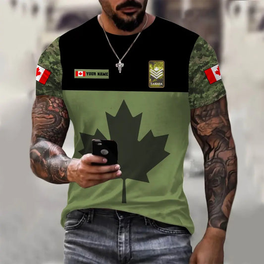 Personalized Canadian Soldier/ Veteran Camo With Name And Rank T-shirt 3D Printed - 17016480