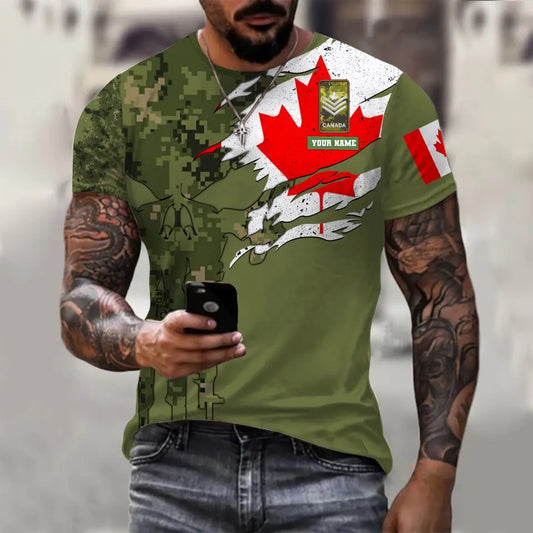 Personalized Canada Soldier/ Veteran Camo With Name And Rank T-shirt 3D Printed - 16995744