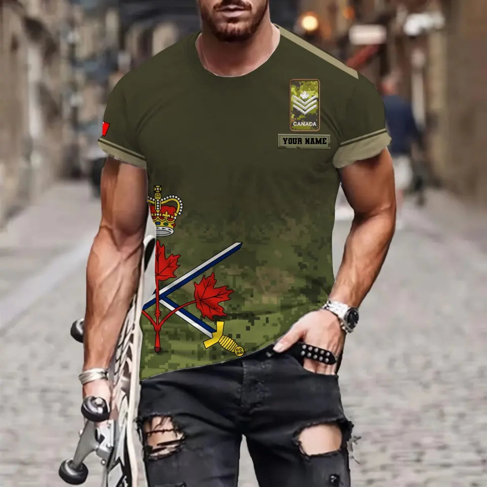 Personalized Canada Soldier/ Veteran Camo With Name And Rank T-shirt 3D Printed - 1699574402