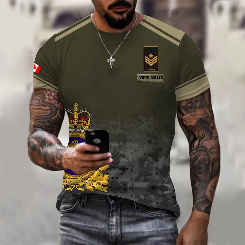 Personalized Canada Soldier/ Veteran Camo With Name And Rank T-shirt 3D Printed - 1699574402